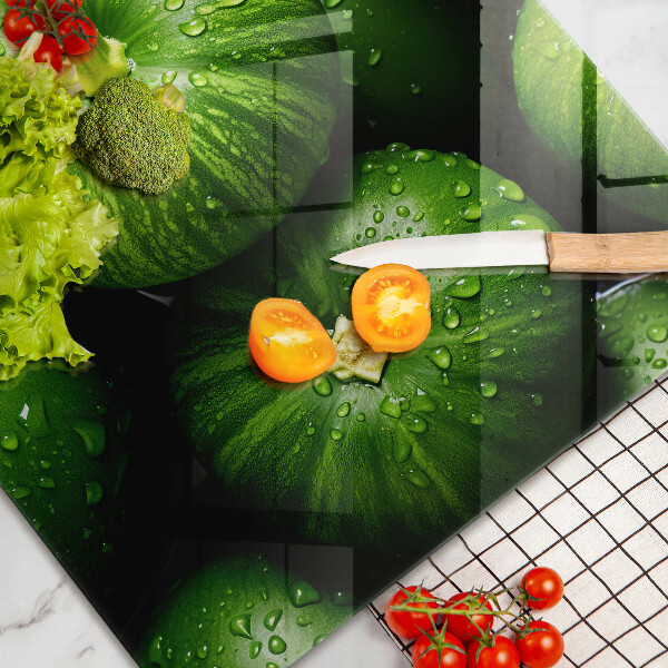 Tabla de cortar de vidrio Calabazas verdes