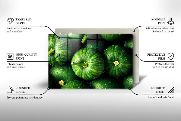Tabla de cortar de vidrio Calabazas verdes