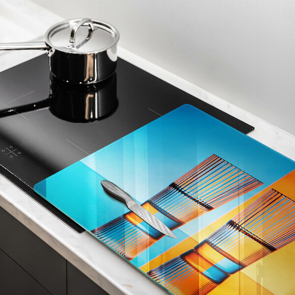 Tabla de cortar de vidrio Dos vasos de agua