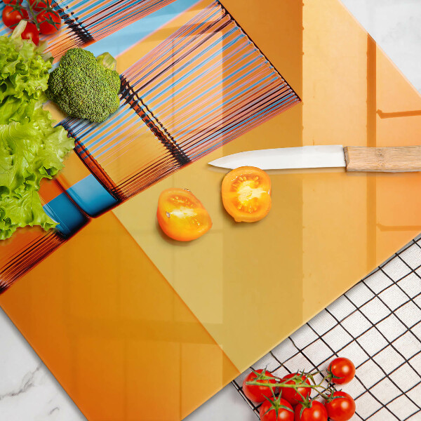 Tabla de cortar de vidrio Dos vasos de agua