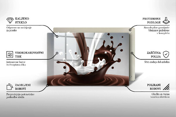 Tabla de cortar de vidrio Leche y chocolate