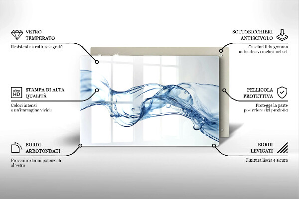 Tabla de cortar de vidrio Agua cristalina