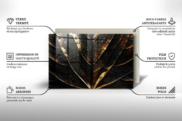 Tabla de cortar de vidrio Hoja de oro