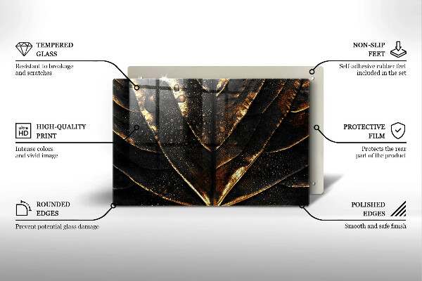 Tabla de cortar de vidrio Hoja de oro