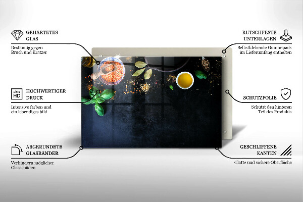 Tabla de cortar de vidrio Tazones de especias