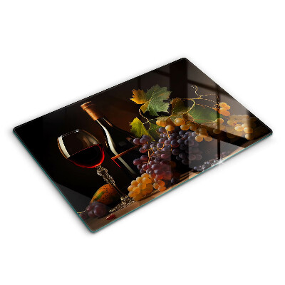 Tabla de cortar de vidrio Copa de vino y uvas