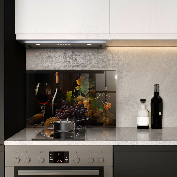 Tabla de cortar de vidrio Copa de vino y uvas