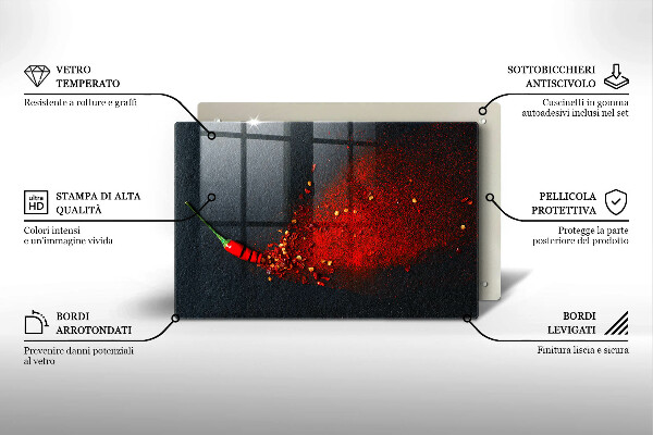 Tabla de cortar de vidrio Pimiento picante
