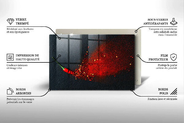 Tabla de cortar de vidrio Pimiento picante