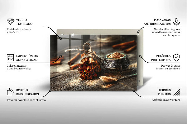 Tabla de cortar de vidrio Vainas de vainilla