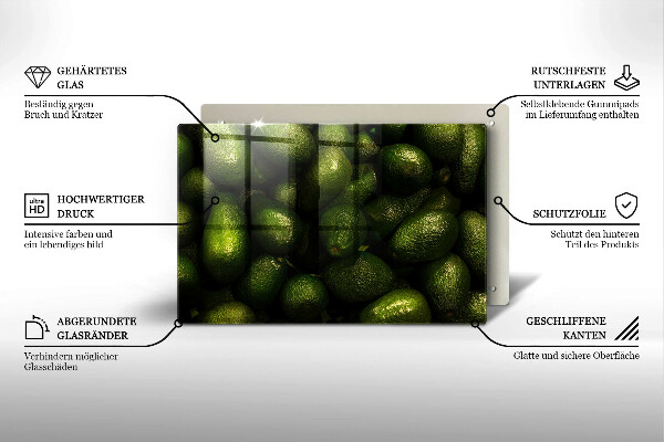 Tabla de cortar de vidrio Fruta de aguacate