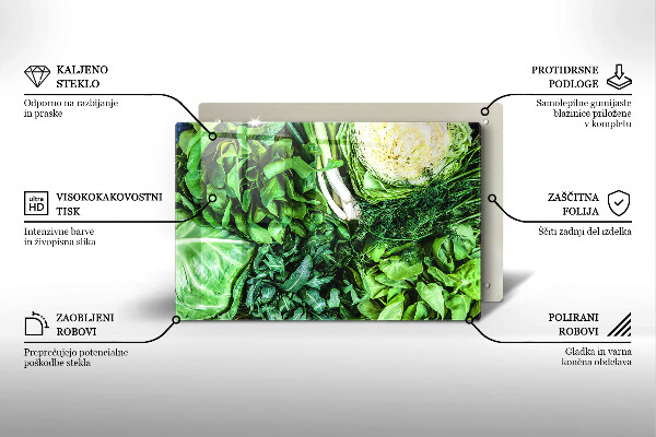 Tabla de cortar de vidrio Vegetales verdes