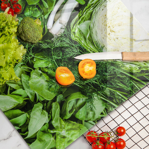 Tabla de cortar de vidrio Vegetales verdes
