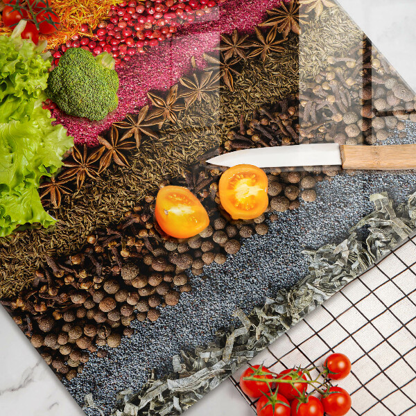 Tabla de cortar de vidrio Especias coloridas