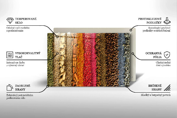 Tabla de cortar de vidrio Especias coloridas