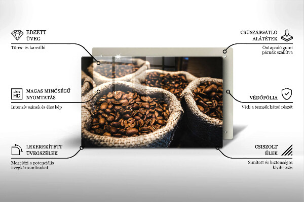 Tabla de cortar de vidrio Bolsas de granos de café