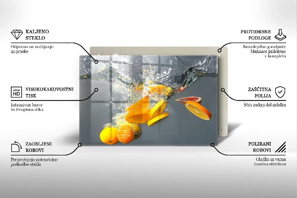 Tabla de cortar de vidrio Limones en agua