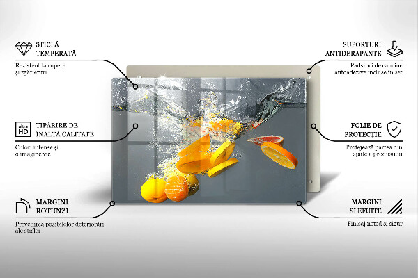 Tabla de cortar de vidrio Limones en agua