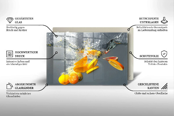 Tabla de cortar de vidrio Limones en agua