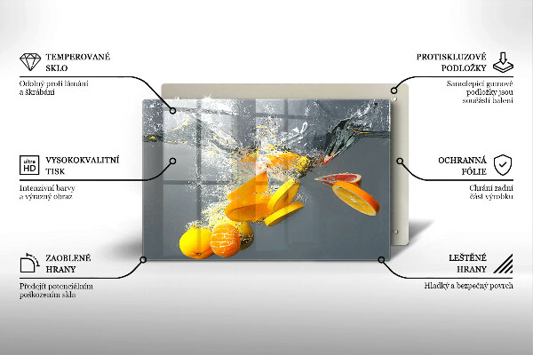 Tabla de cortar de vidrio Limones en agua