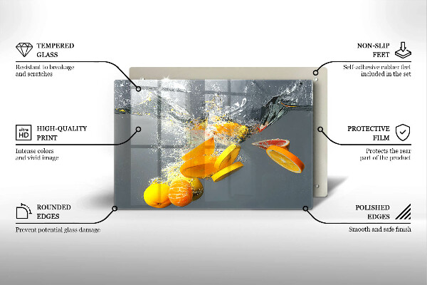 Tabla de cortar de vidrio Limones en agua