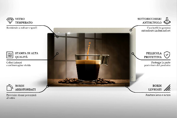 Tabla de cortar de vidrio Vidrio y granos de café
