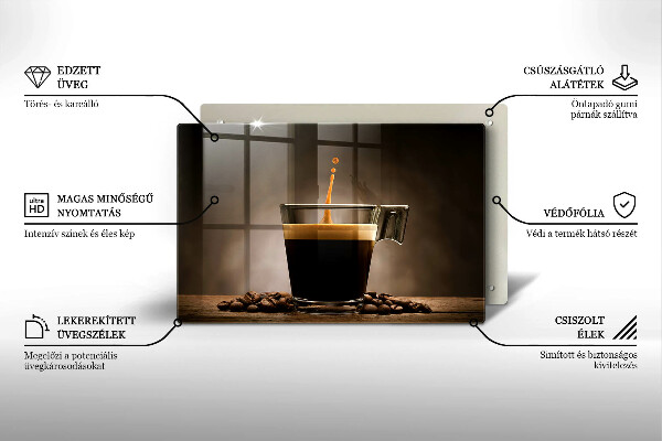 Tabla de cortar de vidrio Vidrio y granos de café