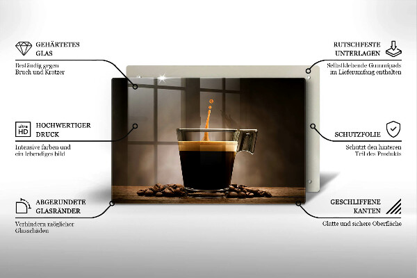 Tabla de cortar de vidrio Vidrio y granos de café