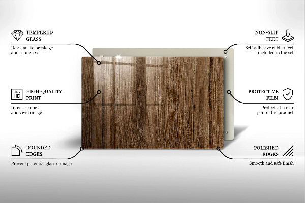 Tabla de cortar de vidrio Textura de madera