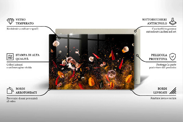 Tabla de cortar de vidrio Especias picantes
