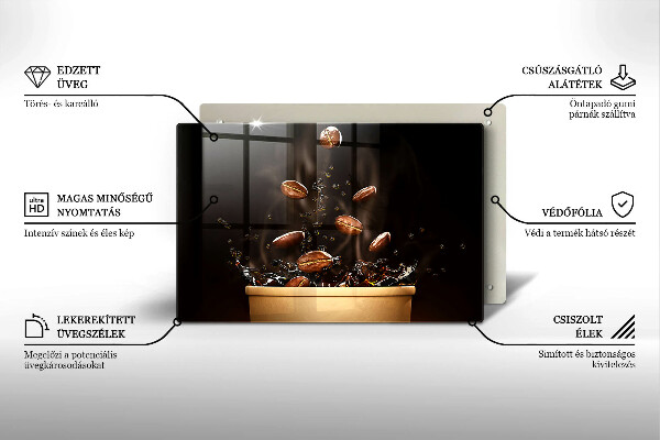 Tabla de cortar de vidrio Granos de café calientes