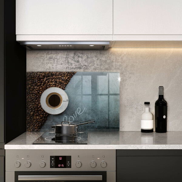 Tabla de cortar de vidrio Granos de café y taza