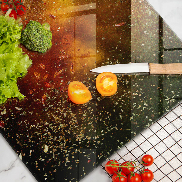 Tabla de cortar de vidrio Especias coloridas