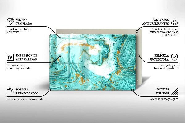Tabla de cortar de vidrio Abstracción azul