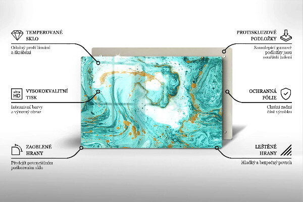 Tabla de cortar de vidrio Abstracción azul