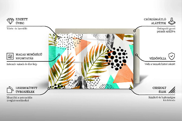 Tabla de cortar de vidrio Patrón de hojas boho