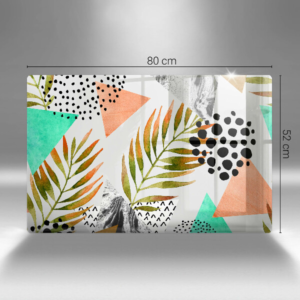 Tabla de cortar de vidrio Patrón de hojas boho