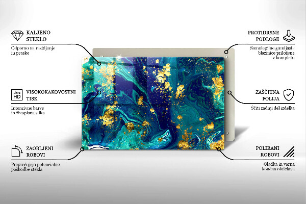 Tabla de cortar de vidrio Abstracción con oro