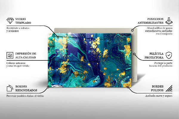 Tabla de cortar de vidrio Abstracción con oro