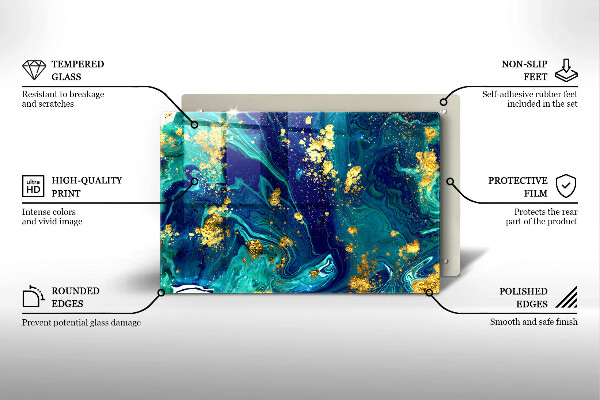 Tabla de cortar de vidrio Abstracción con oro