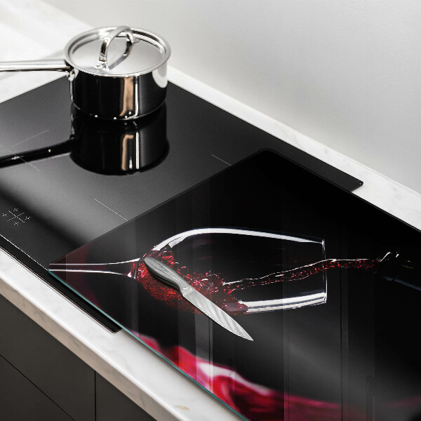 Tabla de cortar de vidrio Una copa de vino tinto