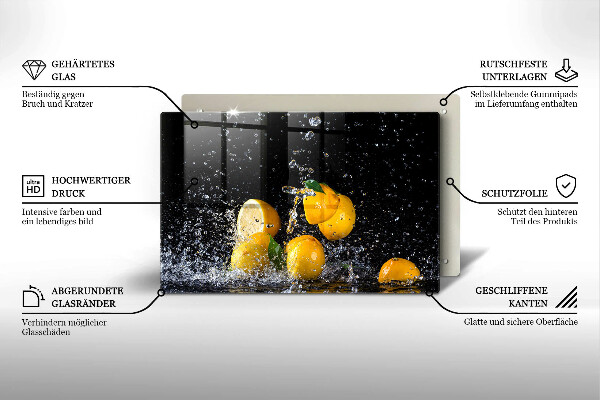 Tabla de cortar de vidrio Fruta jugosa de limón