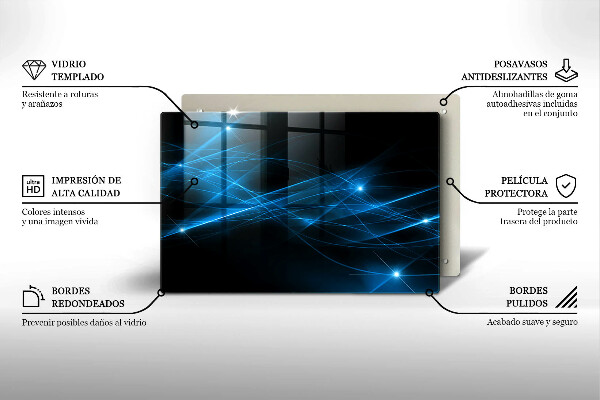 Tabla de cortar de vidrio Humo azul abstracto