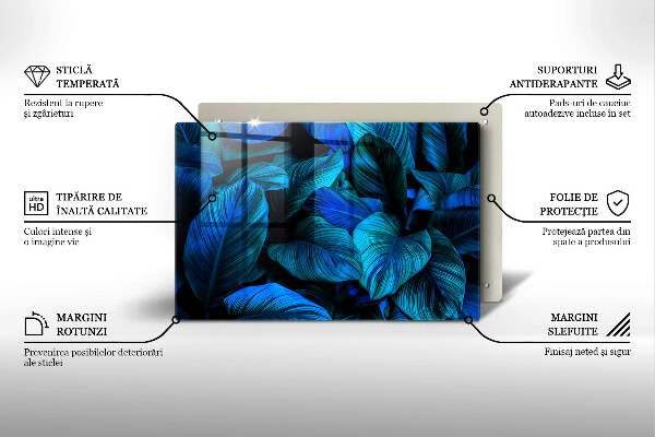 Tabla de cortar de vidrio Hojas de vegetación de la selva