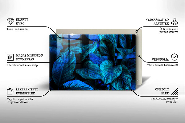 Tabla de cortar de vidrio Hojas de vegetación de la selva