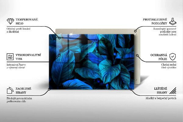 Tabla de cortar de vidrio Hojas de vegetación de la selva