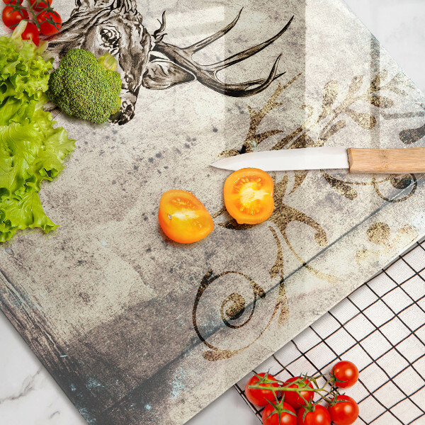 Tabla de cortar de vidrio Ilustración de animales ciervos