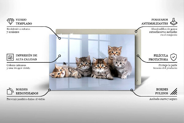 Tabla de cortar de vidrio Dulces gatitos