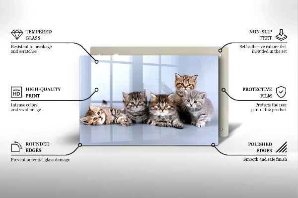 Tabla de cortar de vidrio Dulces gatitos