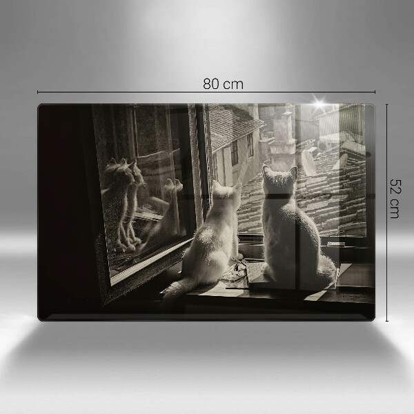 Tabla de cortar de vidrio Ventana y ciudad de gatos